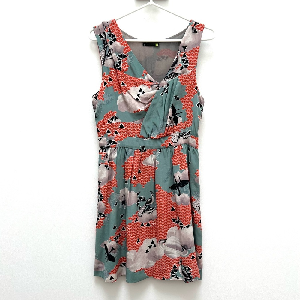 Leifsdottir Silk Dress in Peacock Collage